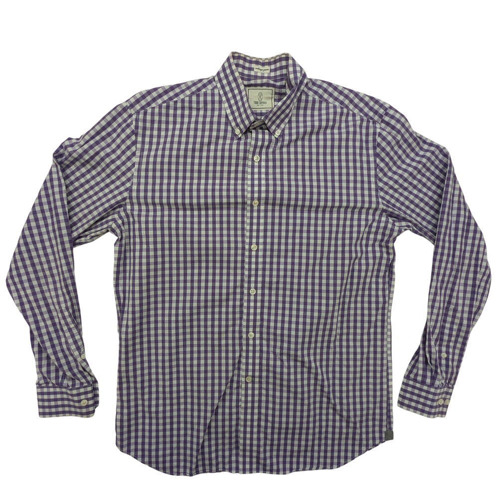 Todd Snyder Shirt Mens 16 34/35 Gingham Check Purple White Button Down Classic